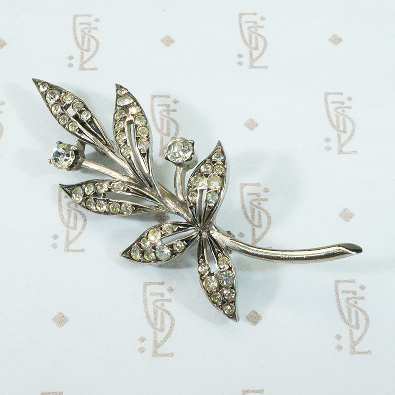 hallmarked french silver paste brooch foliate 
