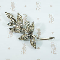 hallmarked french silver paste brooch foliate 