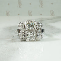 French Platinum Diamond Retro Ring