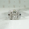 French Platinum Diamond Retro Ring