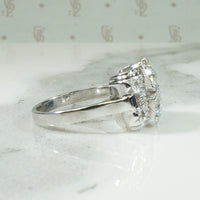 French Platinum Diamond Retro Ring