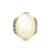 French Deco Silver and Mother of Pearl Ring