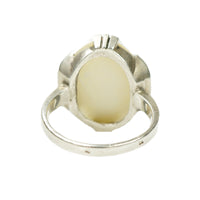 French Deco Silver and Mother of Pearl Ring