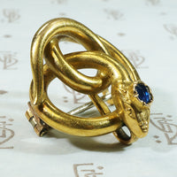 French 18k Gold and Sapphire Snake Brooch