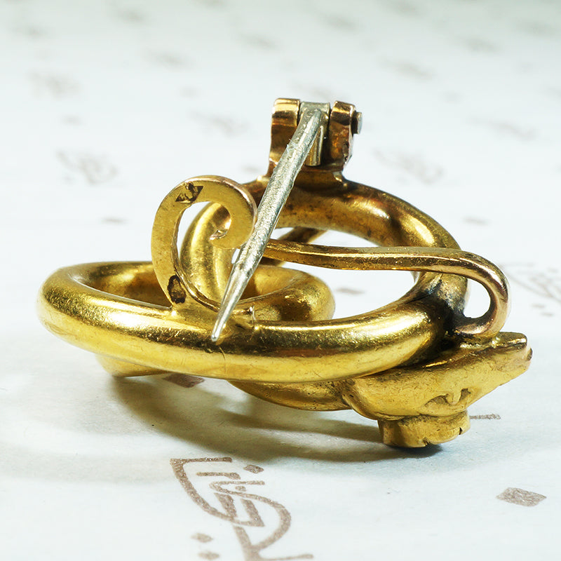 French 18k Gold and Sapphire Snake Brooch