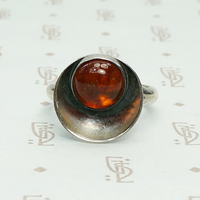 Modernist Amber in Sterling Eclipse Ring