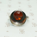 Modernist Amber in Sterling Eclipse Ring