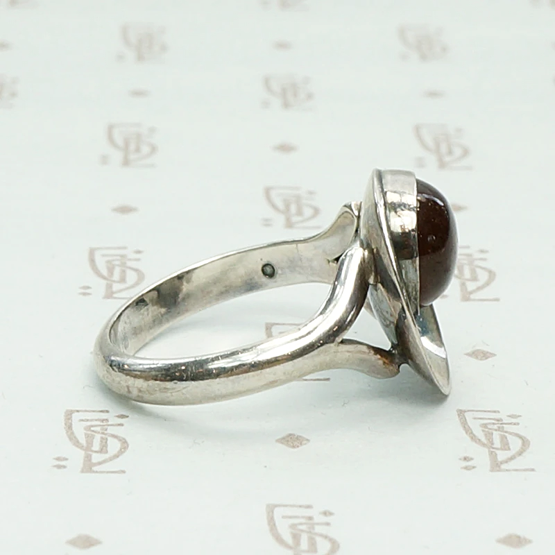 Modernist Amber in Sterling Eclipse Ring