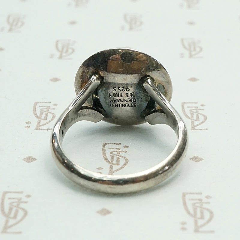 Modernist Amber in Sterling Eclipse Ring