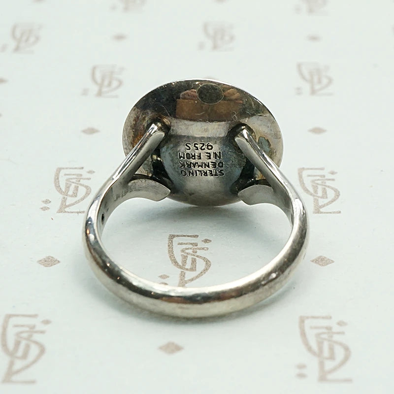 Modernist Amber in Sterling Eclipse Ring
