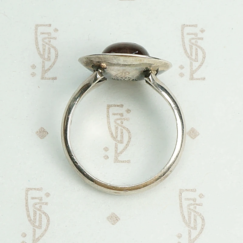 Modernist Amber in Sterling Eclipse Ring