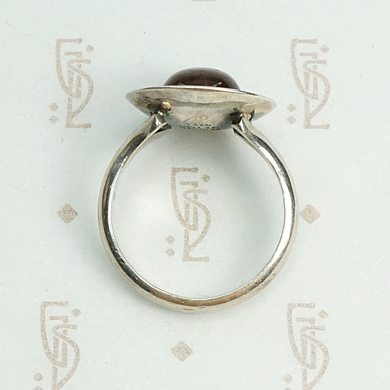Modernist Amber in Sterling Eclipse Ring