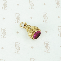 gold filled and fushia glass fob circa 1880