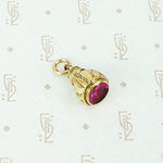 gold filled and fushia glass fob circa 1880