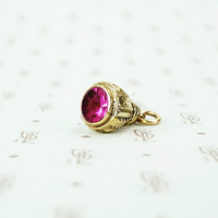 gold filled and fushia glass fob circa 1880
