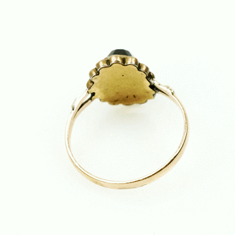 Early 1800s Rose Cut Garnet & Marcasite Ring