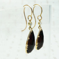 Elegant Hand Crafted Rose Cut Garnet and Diamond Earrings