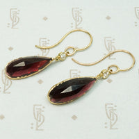 Elegant Hand Crafted Rose Cut Garnet and Diamond Earrings