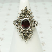vintage silver garnet and marcasite ring