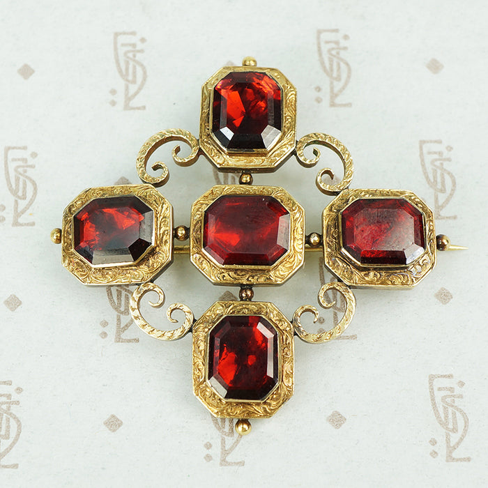 georgian gold garnet brooch