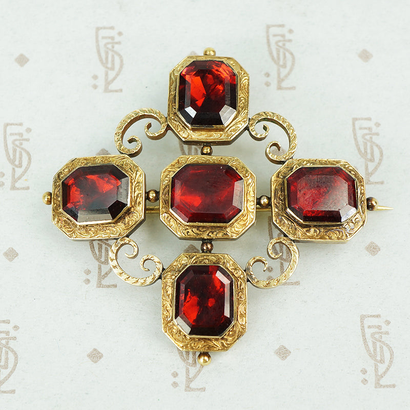 georgian gold garnet brooch