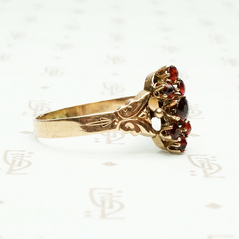Victorian Rose Gold Garnet Ring