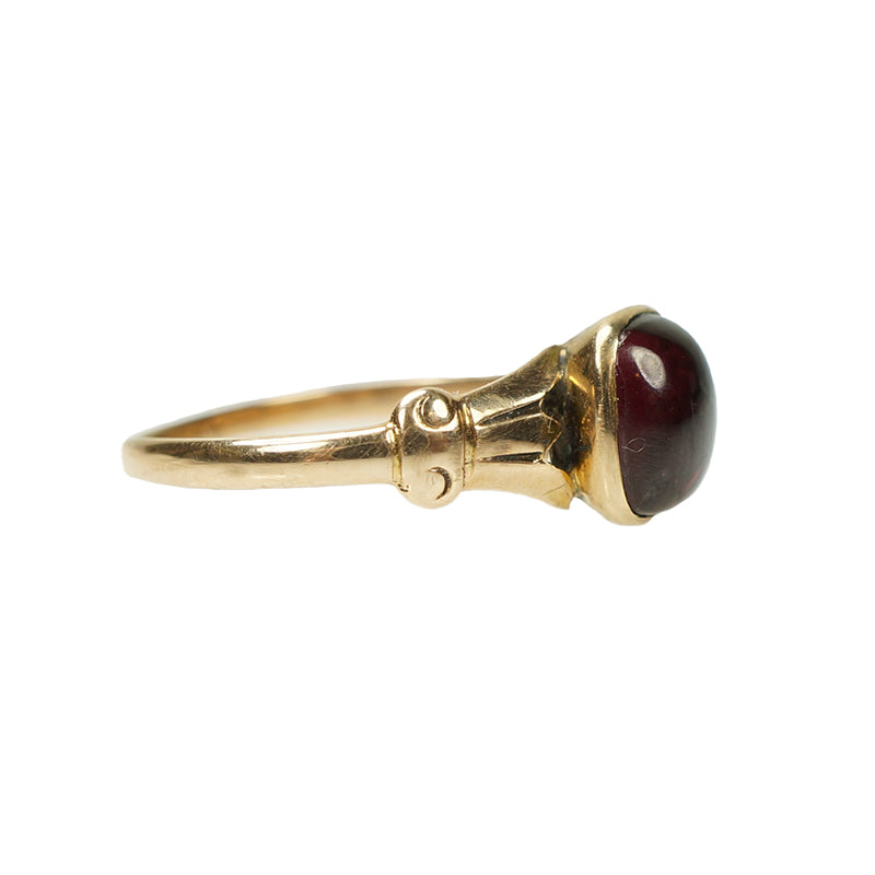 Antique Garnet Cabochon Rose Gold Ring