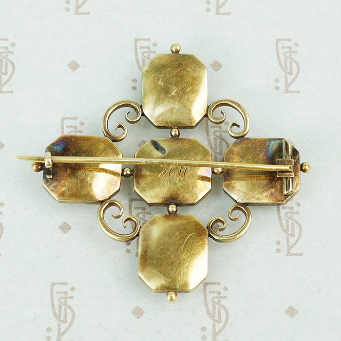 georgian gold garnet brooch back