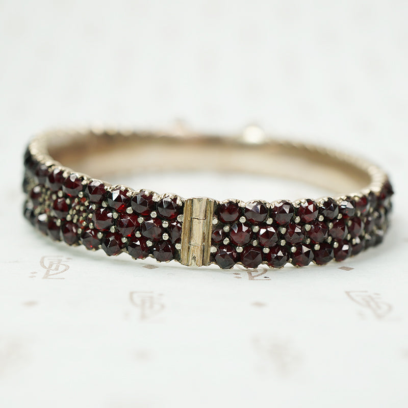 Fancy Bohemian Garnet Bangle Bracelet