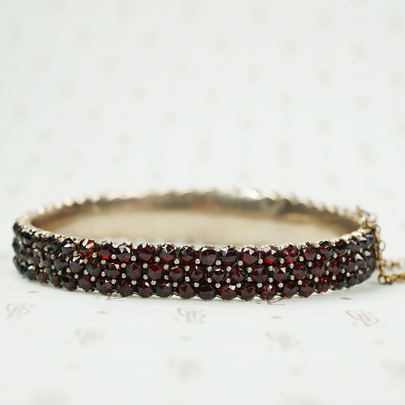 Fancy Bohemian Garnet Bangle Bracelet