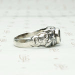 Green Man Ring in Recycled Silver & Garnet