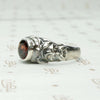 Green Man Ring in Recycled Silver & Garnet