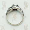Green Man Ring in Recycled Silver & Garnet