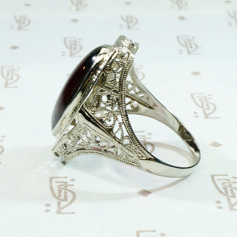 Magical Glowing Garnet Filigree Ring