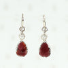 rose cut garnet and diamond earrings in 14k white gold