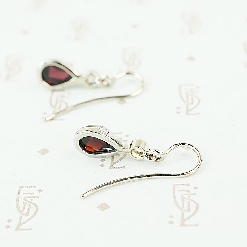 white gold rose cut pear shaped diamond earrings back view