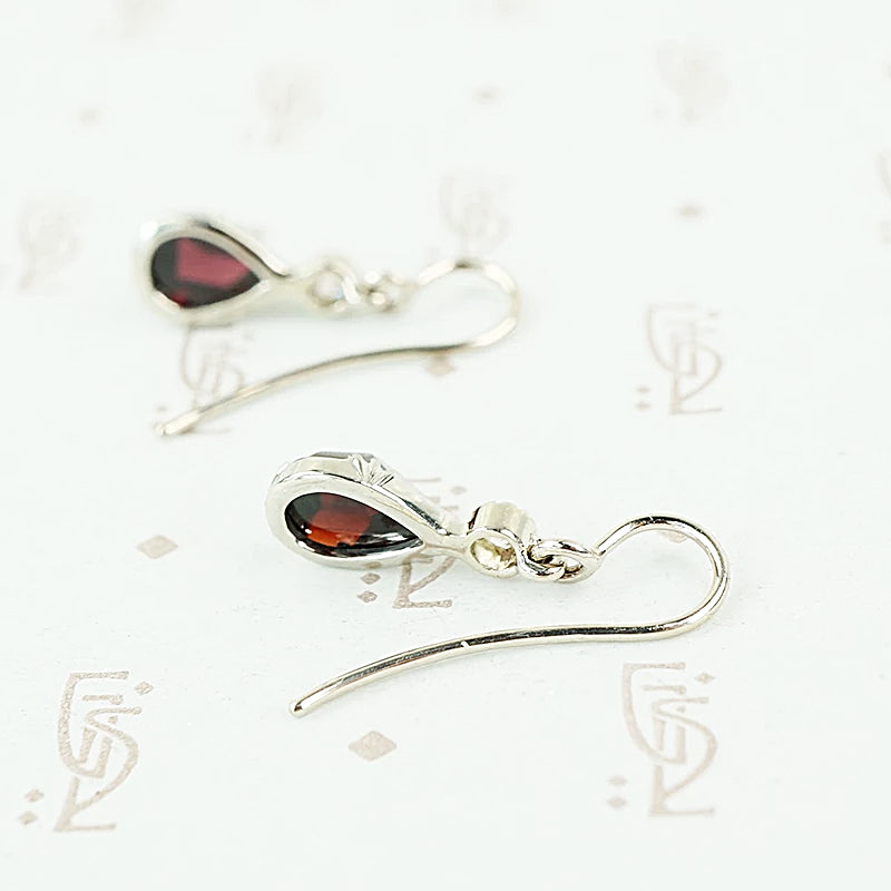 white gold rose cut pear shaped diamond earrings back view