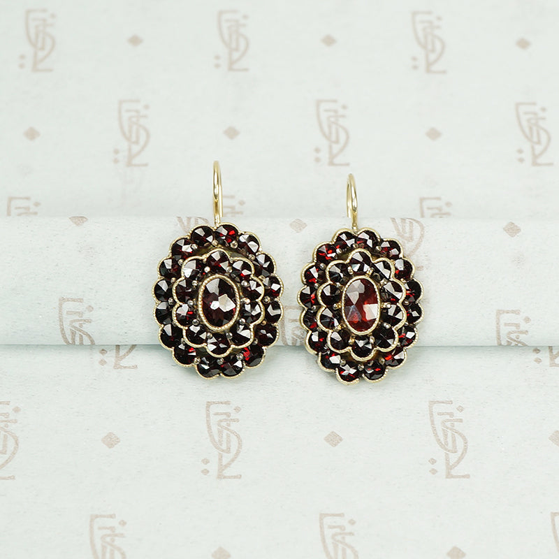 Rose Cut Garnet Drop Earrings