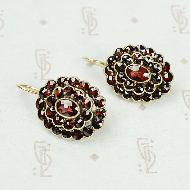 Rose Cut Garnet Drop Earrings