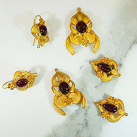Rare and Stunning High Karat Gold and Garnet Earrings