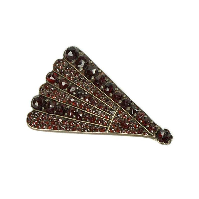 Bohemian Garnet Brooch in the shape of a Fan