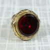 Garnet-Colored Glass and Gold Filled Fob