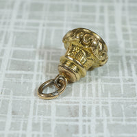 Garnet-Colored Glass and Gold Filled Fob