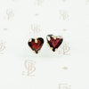 garnet heart stud earrings 14k yellow gold