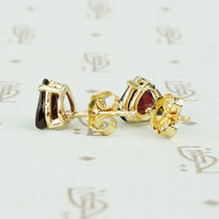 Heart Shaped Garnet Stud Earrings