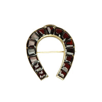 Antique Calibré Cut Garnet Horseshoe Brooch