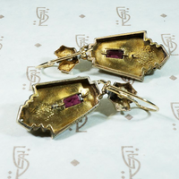 Engraved Victorian Earrings with Gems & Horseshoe Motif