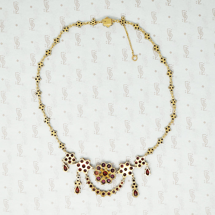 Swags and Crescent Bohemian Garnet Necklace