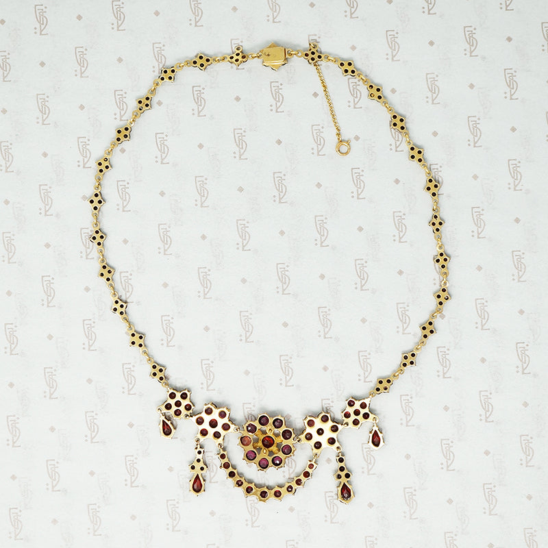 Swags and Crescent Bohemian Garnet Necklace
