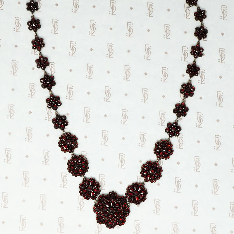 antique rose cut garnet necklace bohemian